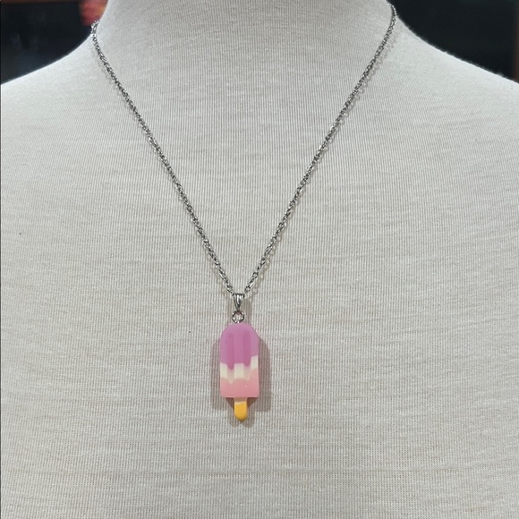 Pink and Purple Popsicle Pendant Necklace - Picture 3 of 5